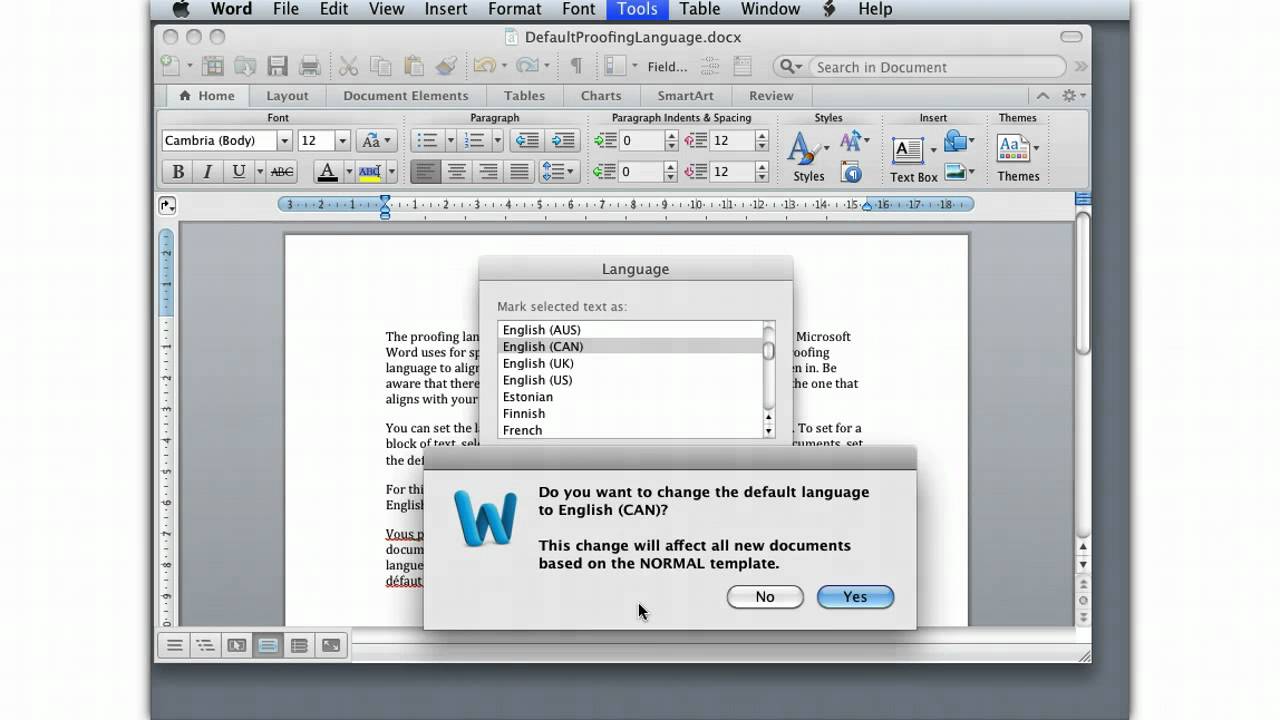 change microsoft word for windows on a mac